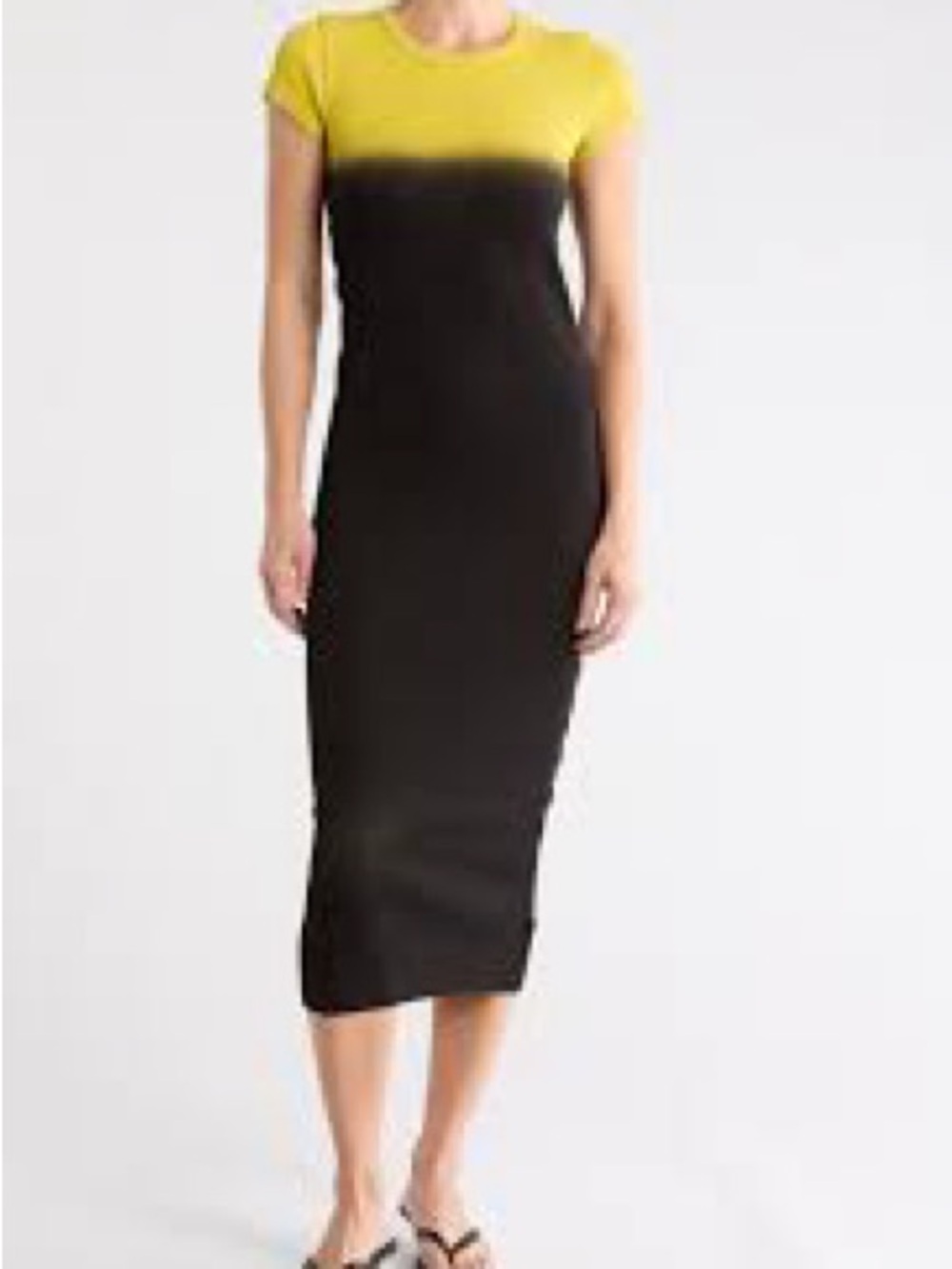 Marc Jacobs Grunge Spray Shrunken Tee Midi Dress Ombre Black Yellow S $295